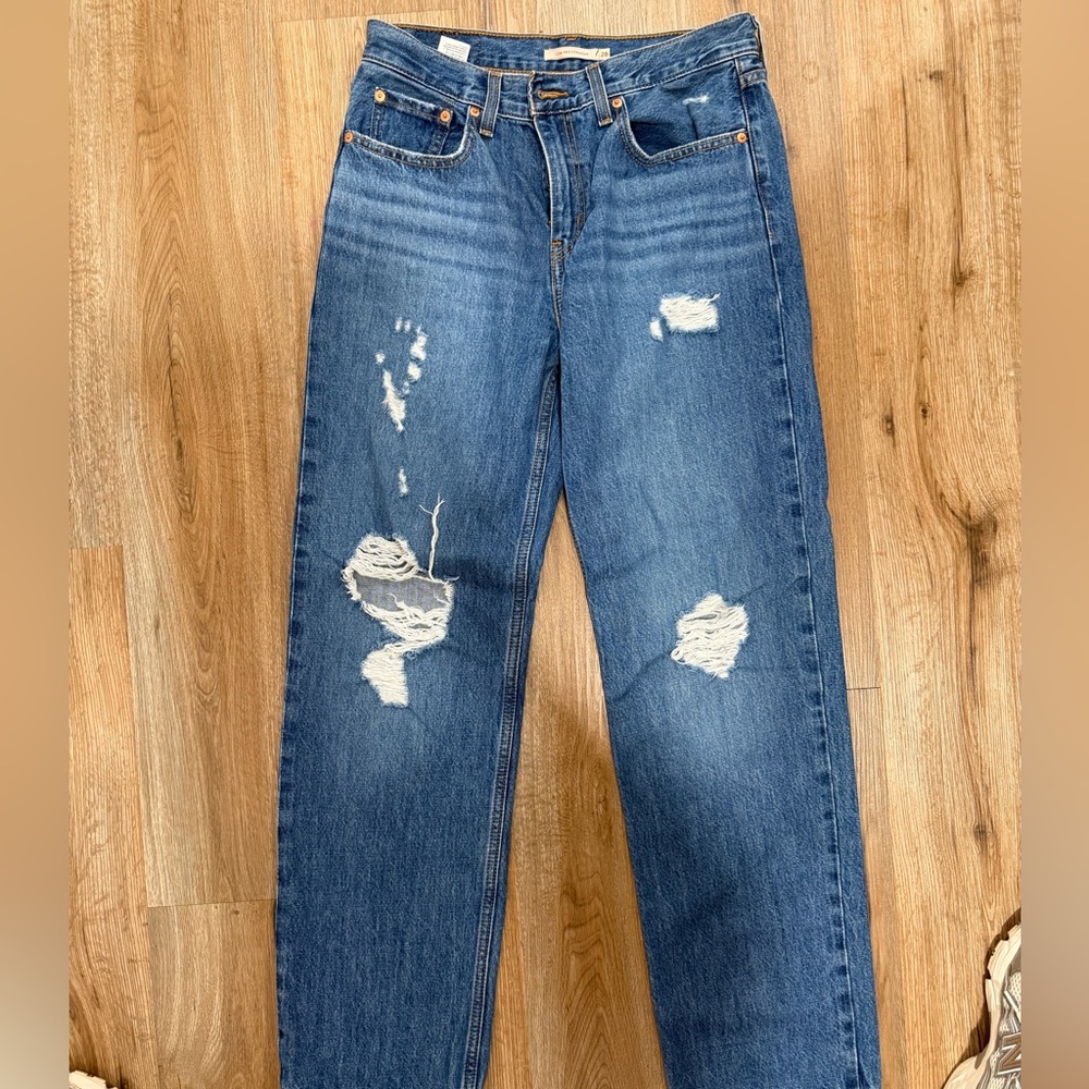 Levi's Distressed Blue Straight-Leg Women's Jeans